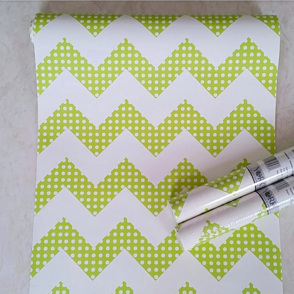 Wallpaper Green & White Chevron Retro Kids Room